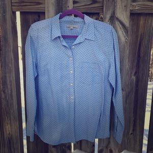 Dotted blue button down blouse